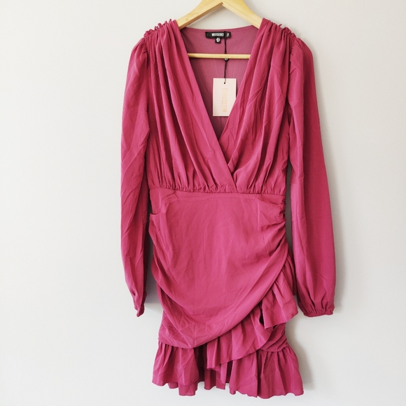 Missguided FRILL WRAP BODYCON MINI DRESS - NWT - Picture 4 of 12